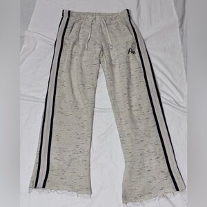 Pink Victoria’s Secret Low Rise Flair Leg Joggers Side Strips Ivory Heatherded S
